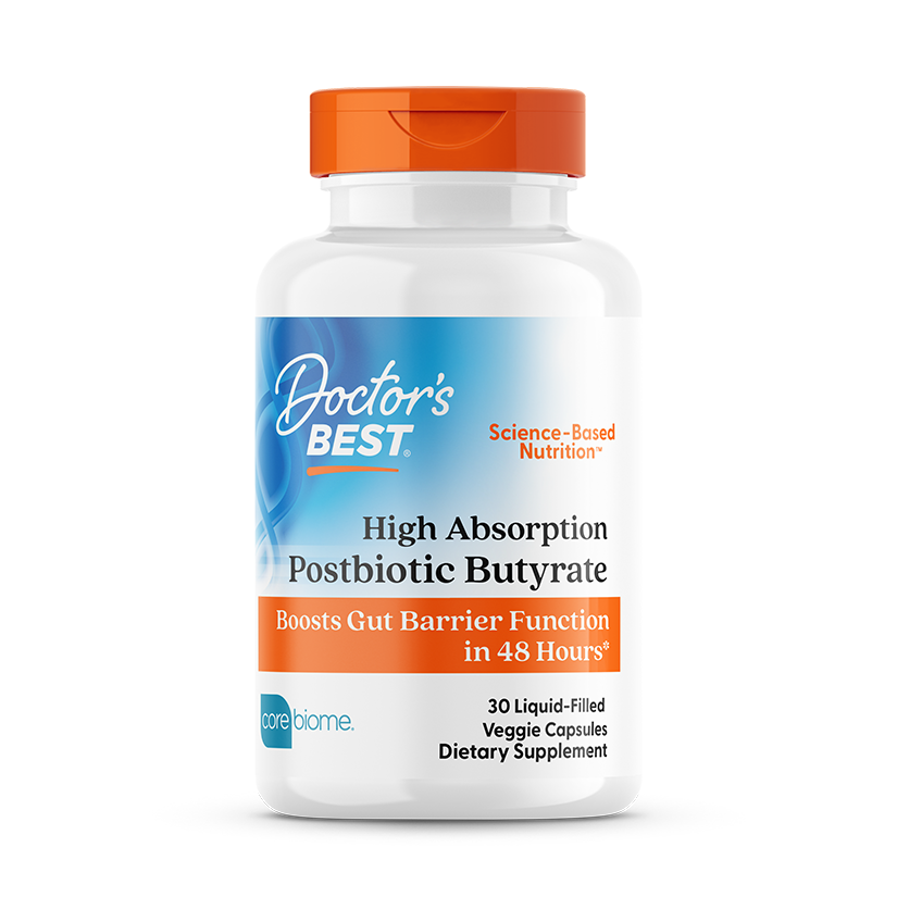 Doctor’s Best Postbiotic Butyrate High Absorption 300mg – 30 Liquid-Filled Veggie Capsules