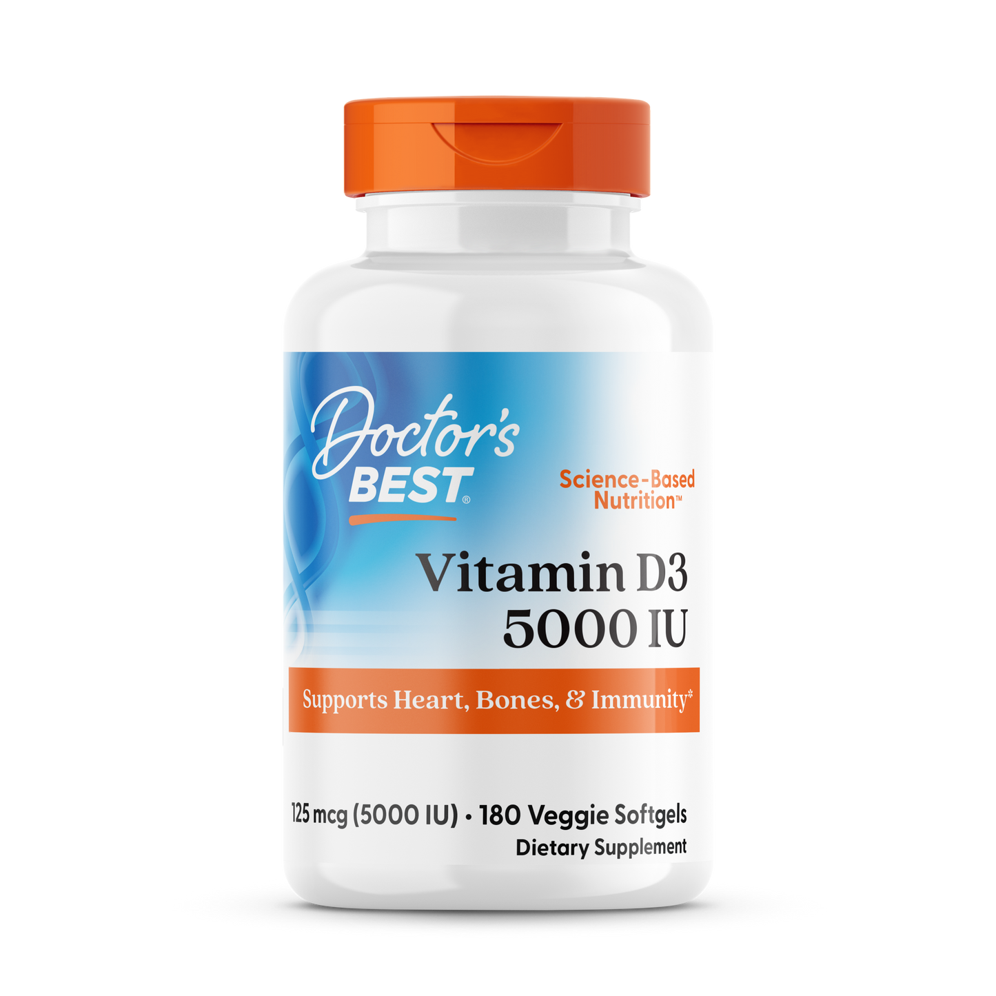 Doctor’s Best Vitamin D3 5000 IU – 180 Veggie Softgels